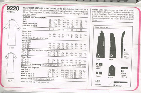 MISSES' FRONT-WRAP ROBE IN TWO LENGTHS AND TIE BELT