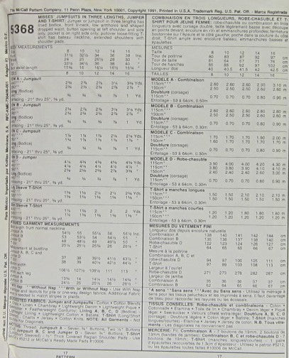 MISSES' JUMPSUITS IN THREE LENGTHS, JUMPER AND T-SHIRT