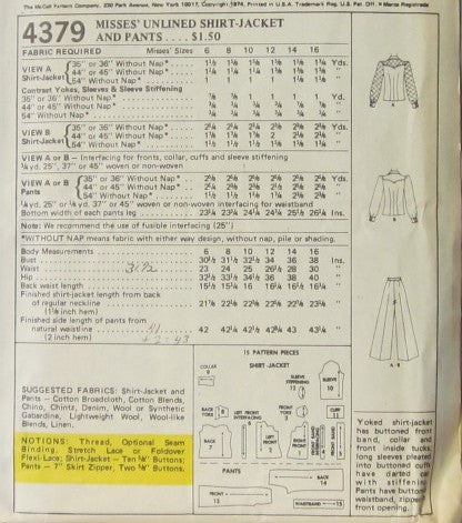 MISSES SHIRT-JACKET AND PANTS