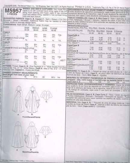MISSES AND MENS COSTUMES