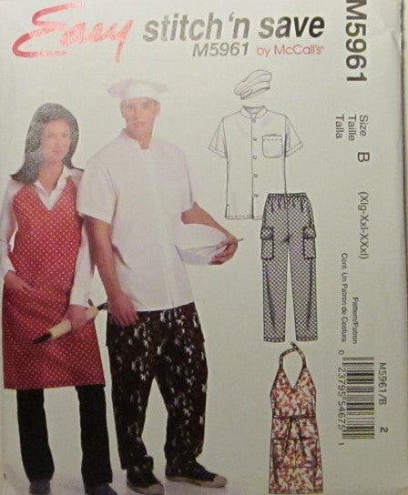 MISSES AND MENS SHIRT APRON HAT AND PANTS