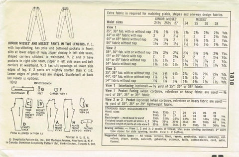 JUNIOR MISSES' AND MISSES' PANTS IN TWO LENGTHS