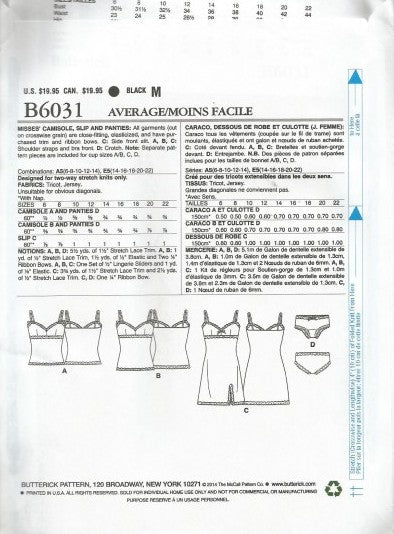 MISSES' CAMISOLE, SLIP AND PANTIES
