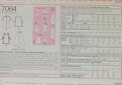 CHILD'S DRESS, APRON AND PANTS   CUT