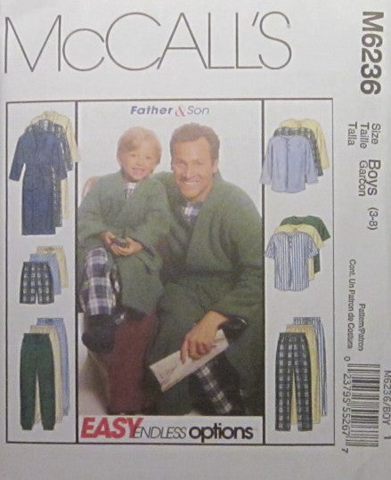 BOYS AND MENS ROBE WITH TIE BELT TOP PANTS OR SHORTS