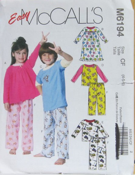 TODDLERS' AND CHILDREN'S TOP, NIGHTGOWN AND PANTS
