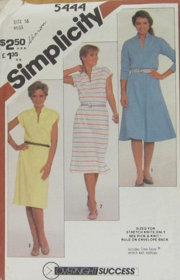 MISSES' PULLOVER DRESS WITH SLIM OR FLARED SKIRT