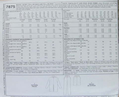 MISSES JACKET SKIRT AND PANTS