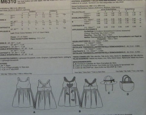 TODDLERS/CHILDRENS DRESSES HAT AND TOTE BAG