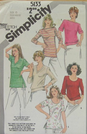 MISSES SET OF PULLOVER TOPS.....A TIME-SAVER STRETCH-KINT