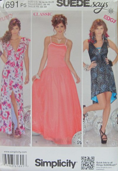 MISSES' DRESS IN TWO LENGTHS WITH BODICE VARIATIONS SUEDE