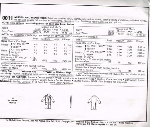 MISSES' AND MEN'S ROBE