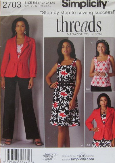 MISSES JACKET PANTS AND DRESS OR TOP