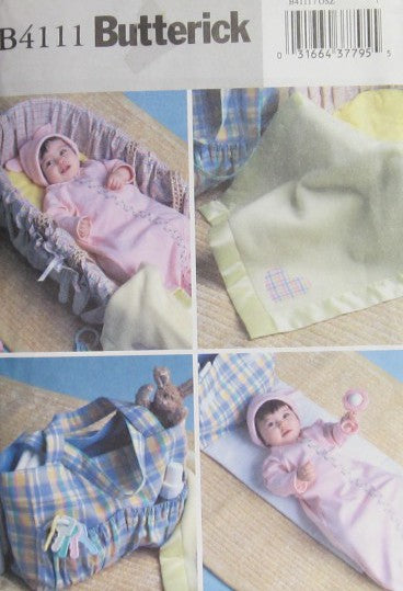 INFANTS BUNTING HAT BLANKET BASKET LINER AND DIAPER BAG