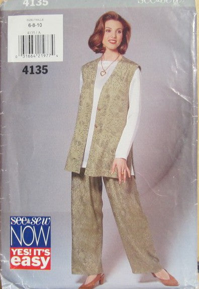 MISSES/MISSES PETITE VEST TUNIC AND PANTS