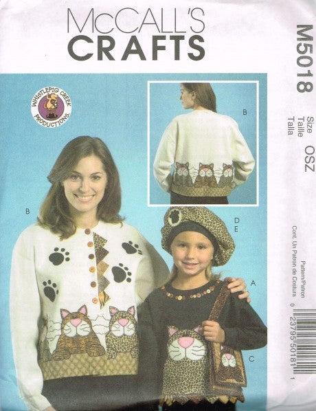 KITTY APPLIQUES, BERET, PURSE AND PIN