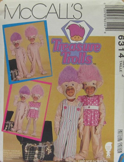 CHILDREN'S, BOYS' AND GIRLS' TROLL COSTUMES - JUMPSUIT, HEAD