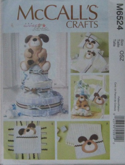 BURP CLOTH PILLOW  BLANKET TOY SACK DOG AND DIAPER CAKE