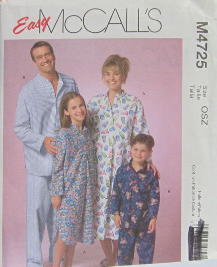MISSES', MEN'S CHILDREN'S, BOYS' AND GIRLS' NIGHTSHIRT, TOP, PANTS