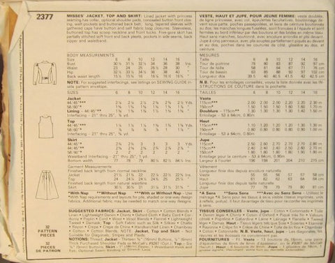 MISSES' JACKET, TOP & SKIRT