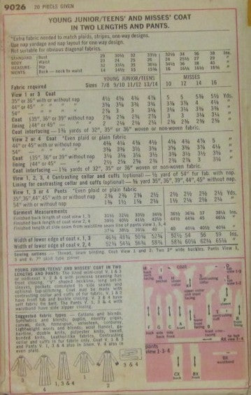 YOUNG JUNIOR TEENS AND MISSES COAT IN TWO LENGTHS AND PANT