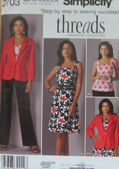 MISSES JACKET PANTS AND DRESS OR TOP