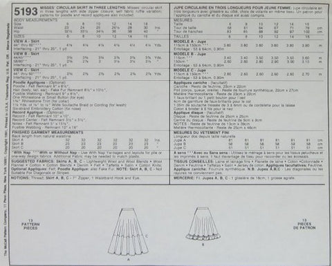 MISSES CIRCULAR SKIRT IN THREE LENGTHS