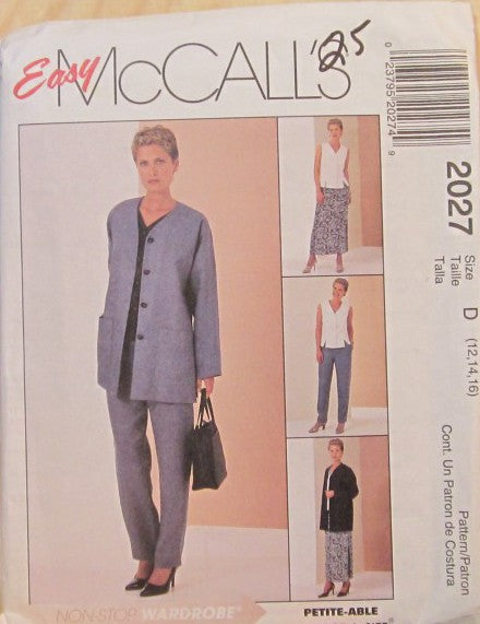 MISSES' CARDIGAN, TOP, PULL-ON PANTS AND SKIRT