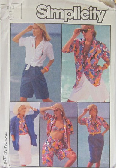 MISSES' SKIRT, SHORTS, BRA TOP, SHIRT AND UNLINED JACKET