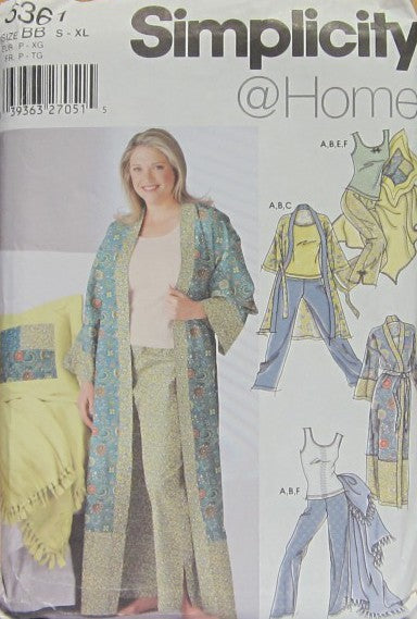 MISSES' AND WOMEN'S ROBE IN TWO LENGTHS, PANTS, KNIT TANK