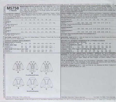 MISSES'/MISS PETITE JACKETS IN TWO LENGTHS