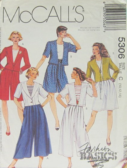 MISSES' UNLINED JACKET AND SPLIT SKIRT IN TWO LENGTHS