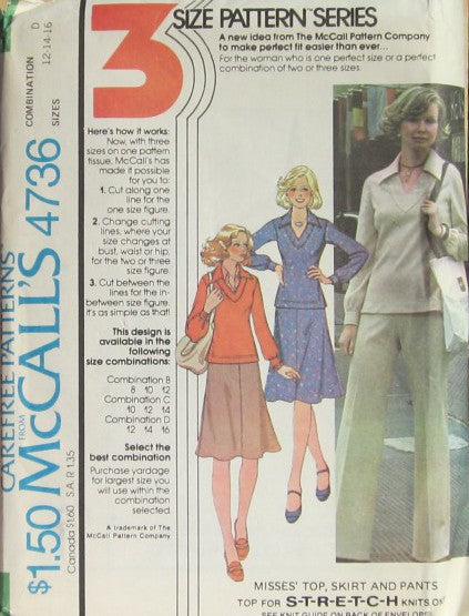 MISSES TOP SKIRT AND PANTS