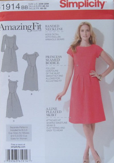 MISSES/WOMENS DRESS WITH INDIVIDUAL PATTERN PIECES FOR SLIM AVE