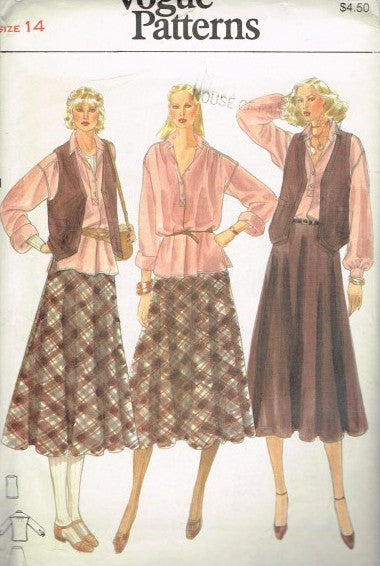 MISSES' BLOUSE, VEST AND SKIRT