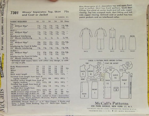 MISSES' SEPARATES: TOP, SKIRT AND COAT OR JACKET
