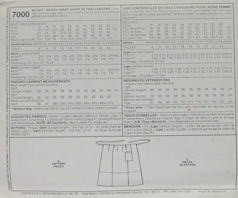 MISSES' APRON WRAP SKIRT IN TWO LENGTHS