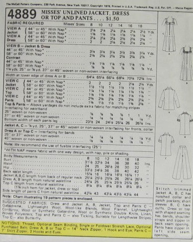 MISSES JACKET DRESS OR TOP AND PANTS