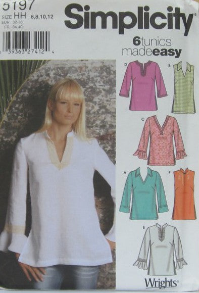 MISSES TUNIC WITH NECKLINE AND SLEEVE VARIATIONS