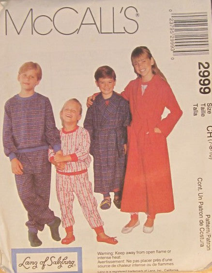 CHILDRENS BOYS AND GIRLS ROBE BELT PAJAMA TOP AND PANTS