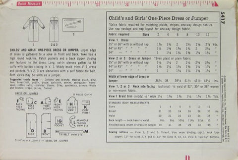 CHILD'S AND GIRLS' ONE-PIECE DRESS OR JUMPER (CUT)