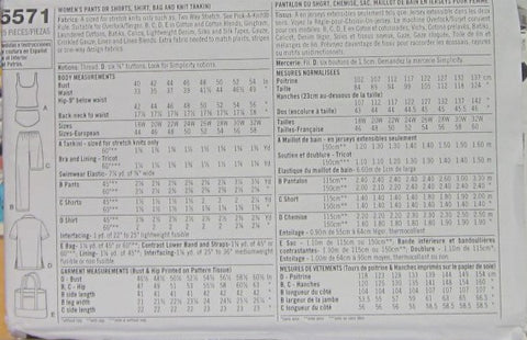 WOMEN'S PANTS OR SHORTS, SKIRT, BAG AND KNIT TANKINI