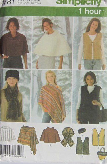 MISSES PONCHOS VEST SCARF HEAD BAND AND BAG