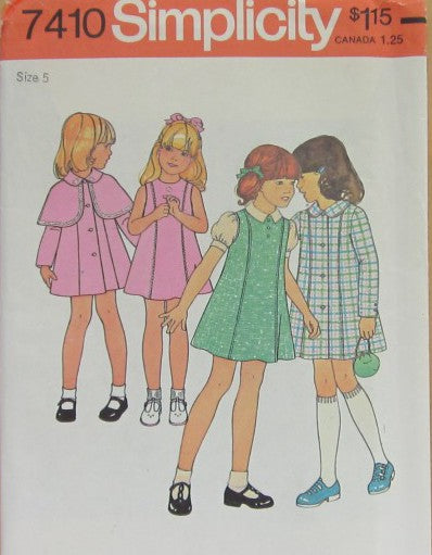 CHILDS DRESS OR JUMPER AND COAT WITH DETACHABLE CAPE