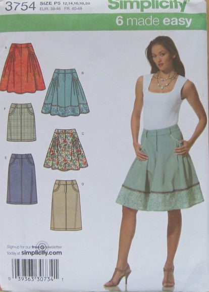 MISSES' SLIM AND FLARED SKIRTS, EACH IN TWO LENGTHS