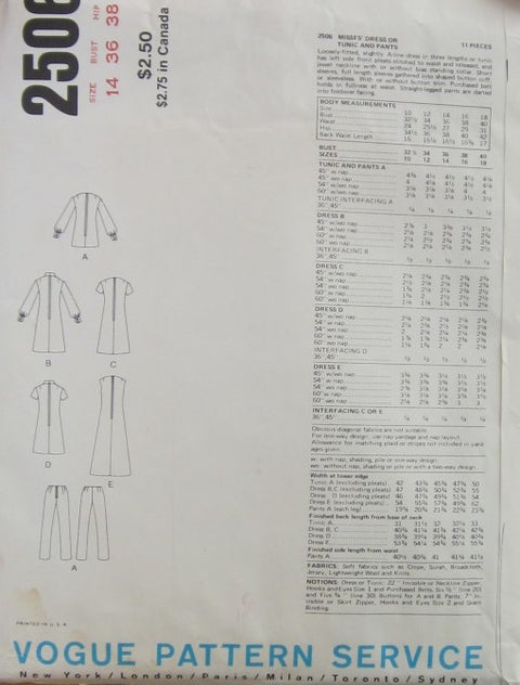 MISSES DRESS OR TUNIC AND PANTS