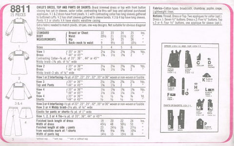 CHILD'S DRESS, TOP AND PANTS OR SHORTS CUT