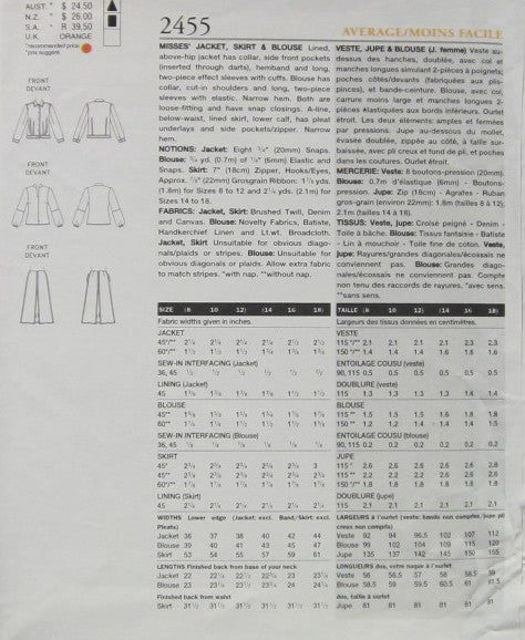 MISSES JACKET SKIRT AND BLOUSE