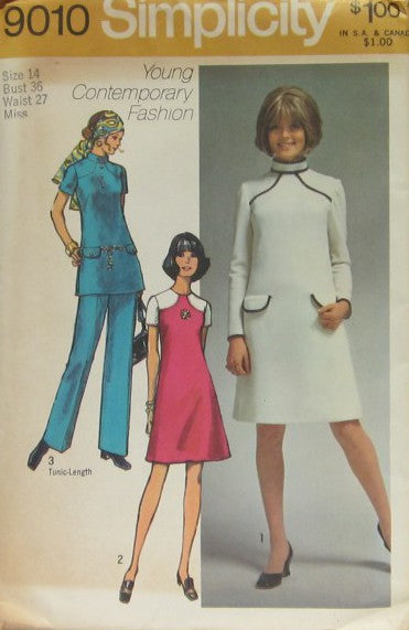 MISSES' DRESS OR TUNIC AND PANTS. . . YOUNG CONTEMPORARY FASHION
