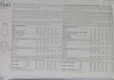 MISSES' LINED SUIT IN TWO LENGTHS